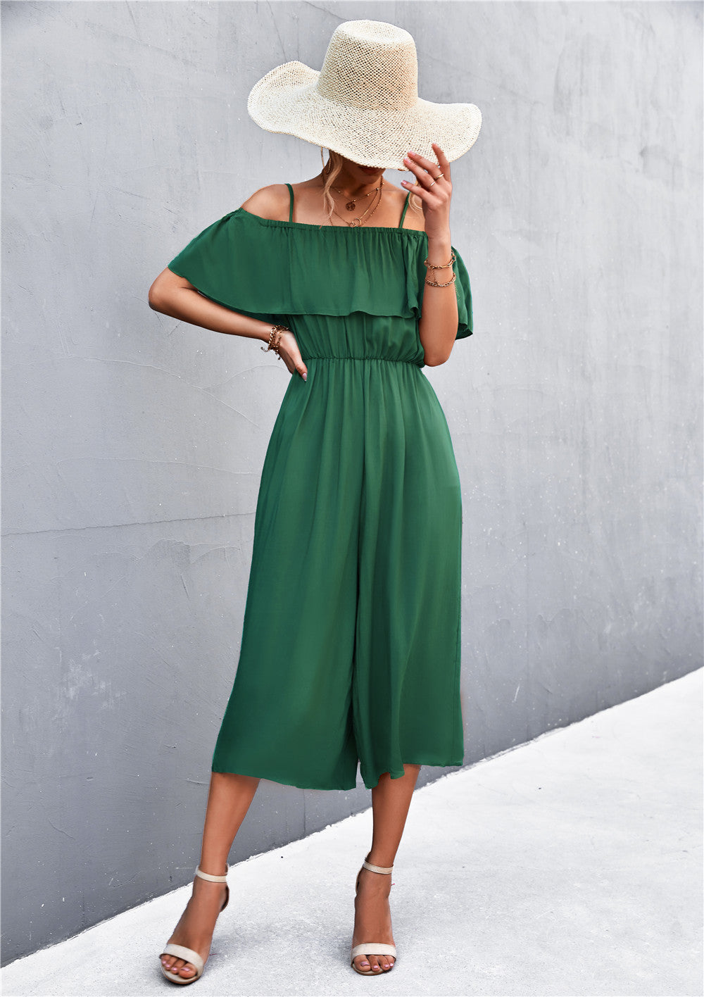 Damen eleganter Jumpsuit mit Off-Shoulder Design und lässigem Schnitt R&B