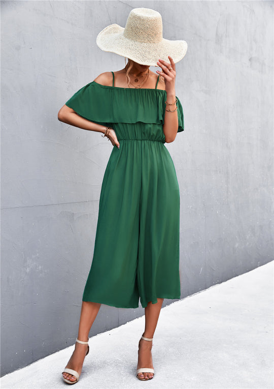 Damen eleganter Jumpsuit mit Off-Shoulder Design und lässigem Schnitt R&B