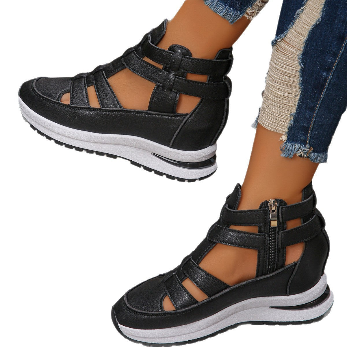 Damen sportive Sneaker-Sandalen mit atmungsaktiven Riemen und rutschfester Sohle R&B