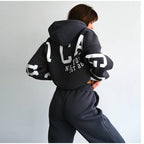 Damen Lässiger Oversize-Sweatanzug mit Kapuze und elastischem Bund R&B