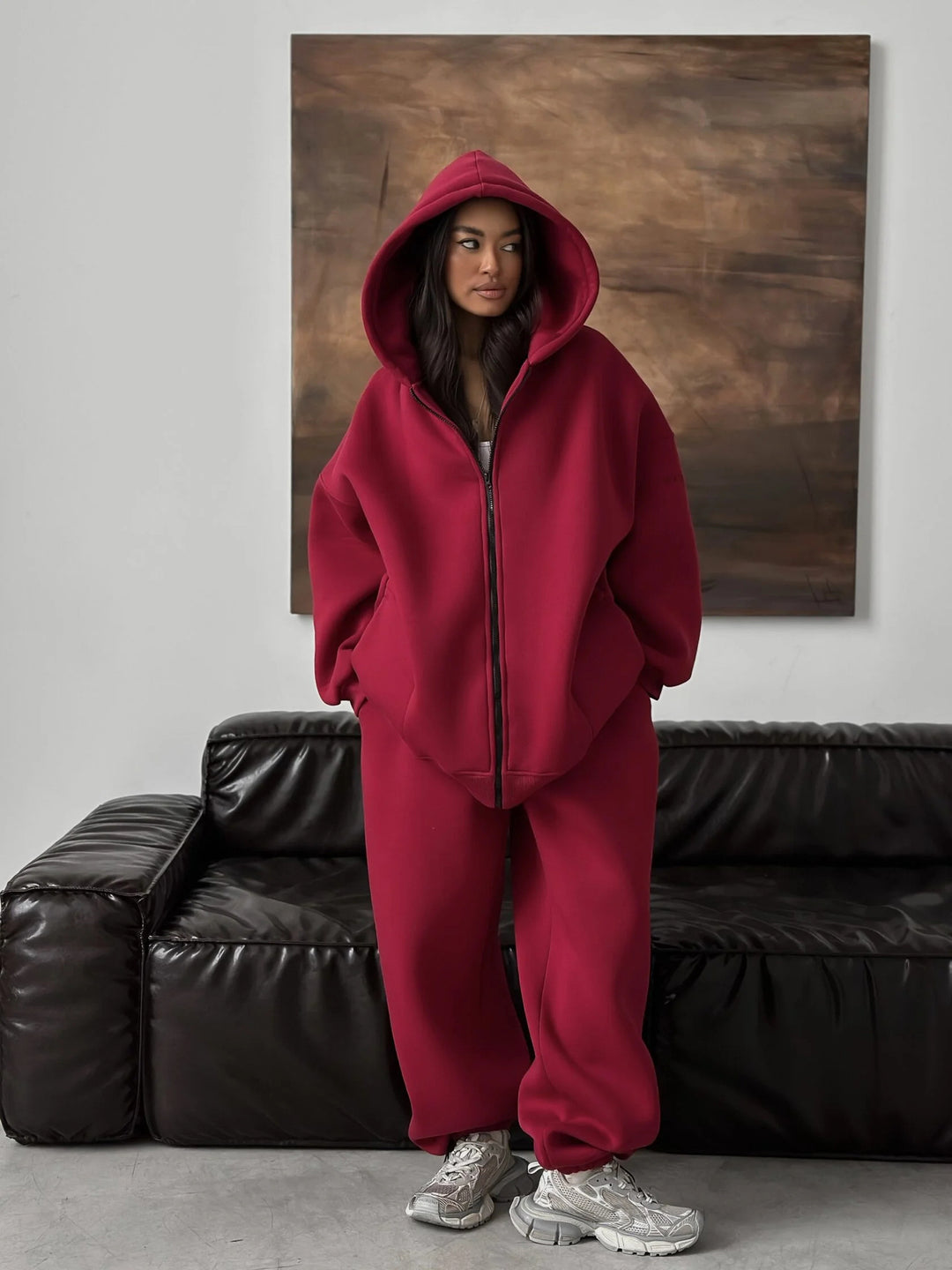 Damen Oversized Hoodie-Set mit weiten Hosen R&B