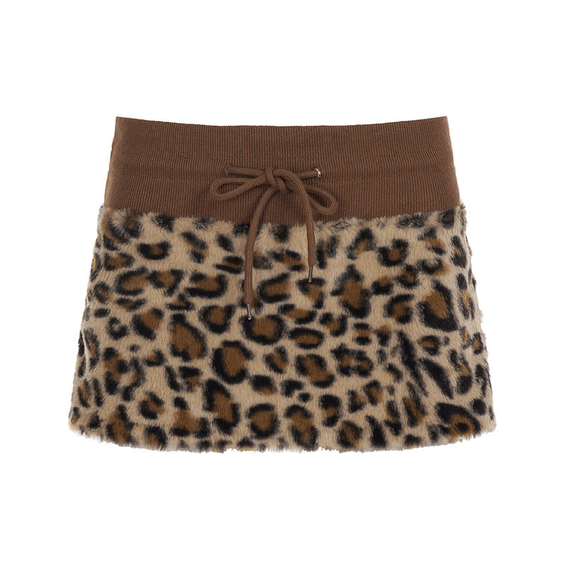 Damen Rock im eleganten Leopardenmuster mit elastischem Bund und geschnittenem Detail R&B