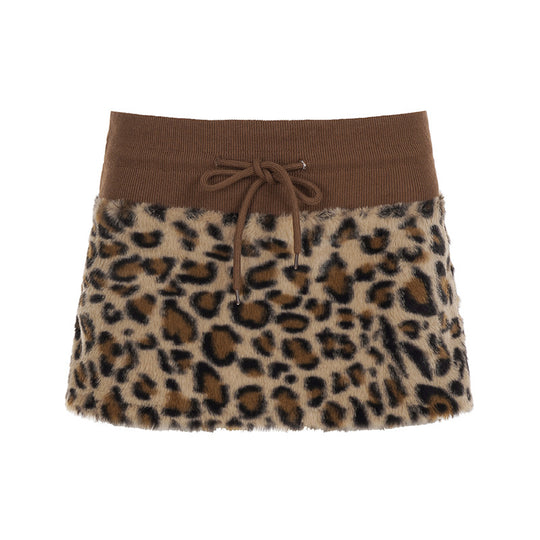 Damen Rock im eleganten Leopardenmuster mit elastischem Bund und geschnittenem Detail R&B