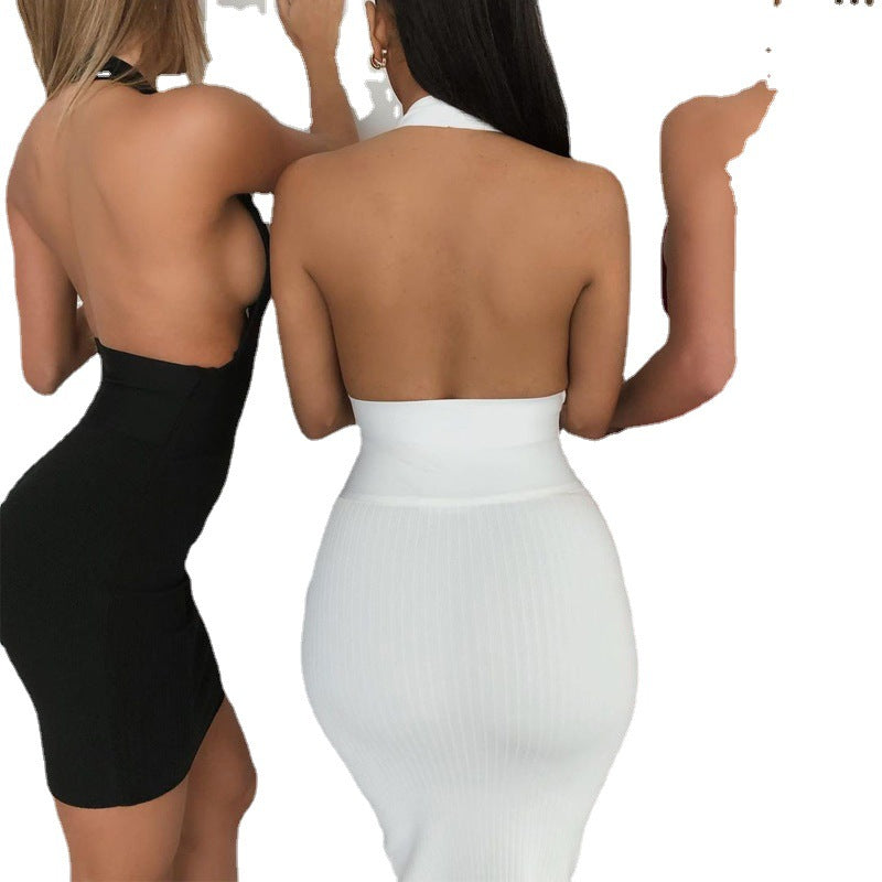 Damen figurbetontes Strickkleid mit tiefem Ausschnitt und schmalem Schnitt R&B