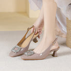 Damen Slingback-Pumps mit funkelndem Schmuckelement
