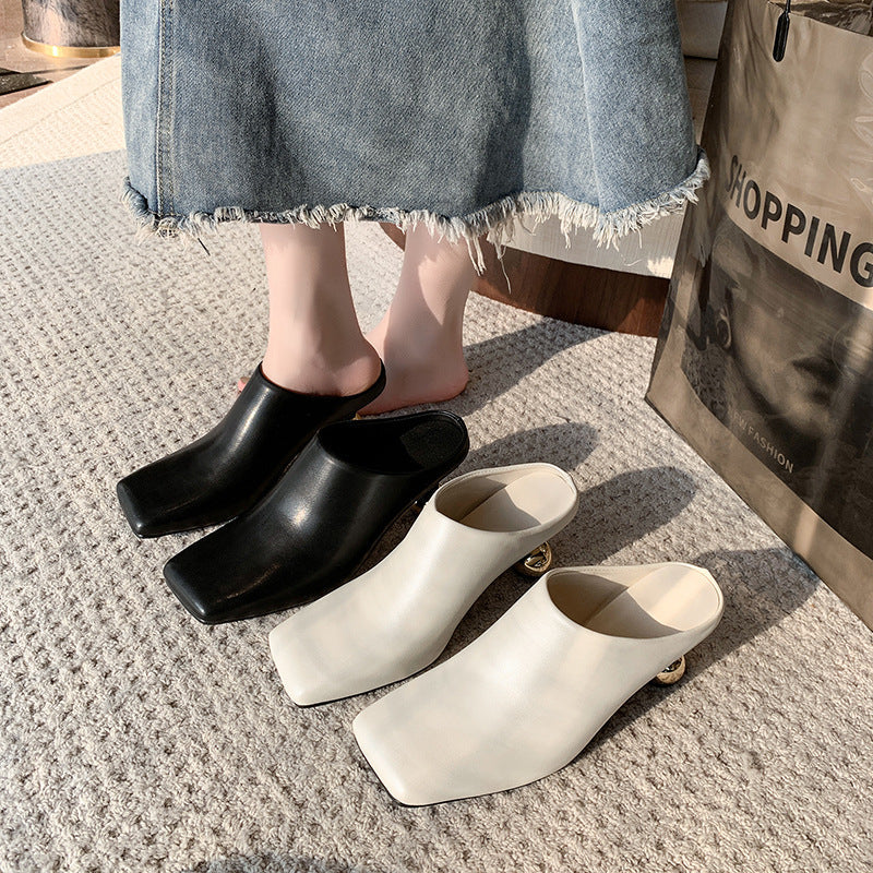 Damen Elegante Mules mit modischem Kugelabsatz R&B