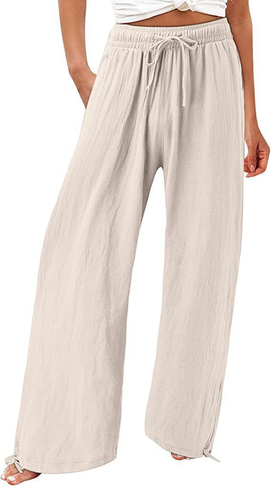 Damen lässige weit geschnittene Sommerhose mit elastischem Bund und praktischen Seitentaschen R&B