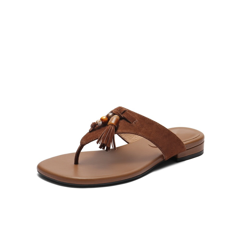 Damen Zehentrenner-Sandalen mit modischem Quastendetail und eleganter Riemenfront R&B