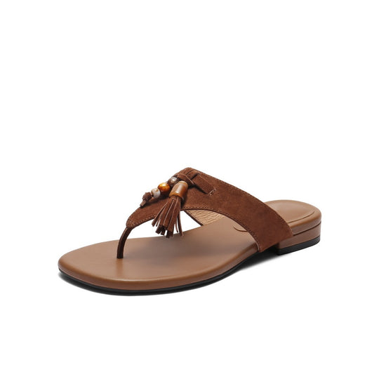 Damen Zehentrenner-Sandalen mit modischem Quastendetail und eleganter Riemenfront R&B