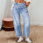 Damen Hoch Taillierte Baggy Jeans R&B