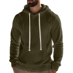Herren bequemer Fleece Kapuzenpullover mit hohem Kragen und praktischer Kängurutasche R&B