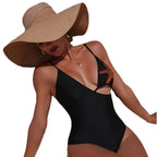 Damen Einteiler-Badeanzug mit asymmetrischem Cut-Out und funkelnder Applikation R&B