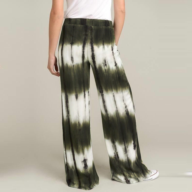 Damen Weite Stoffhose mit einzigartigem Batikdesign
