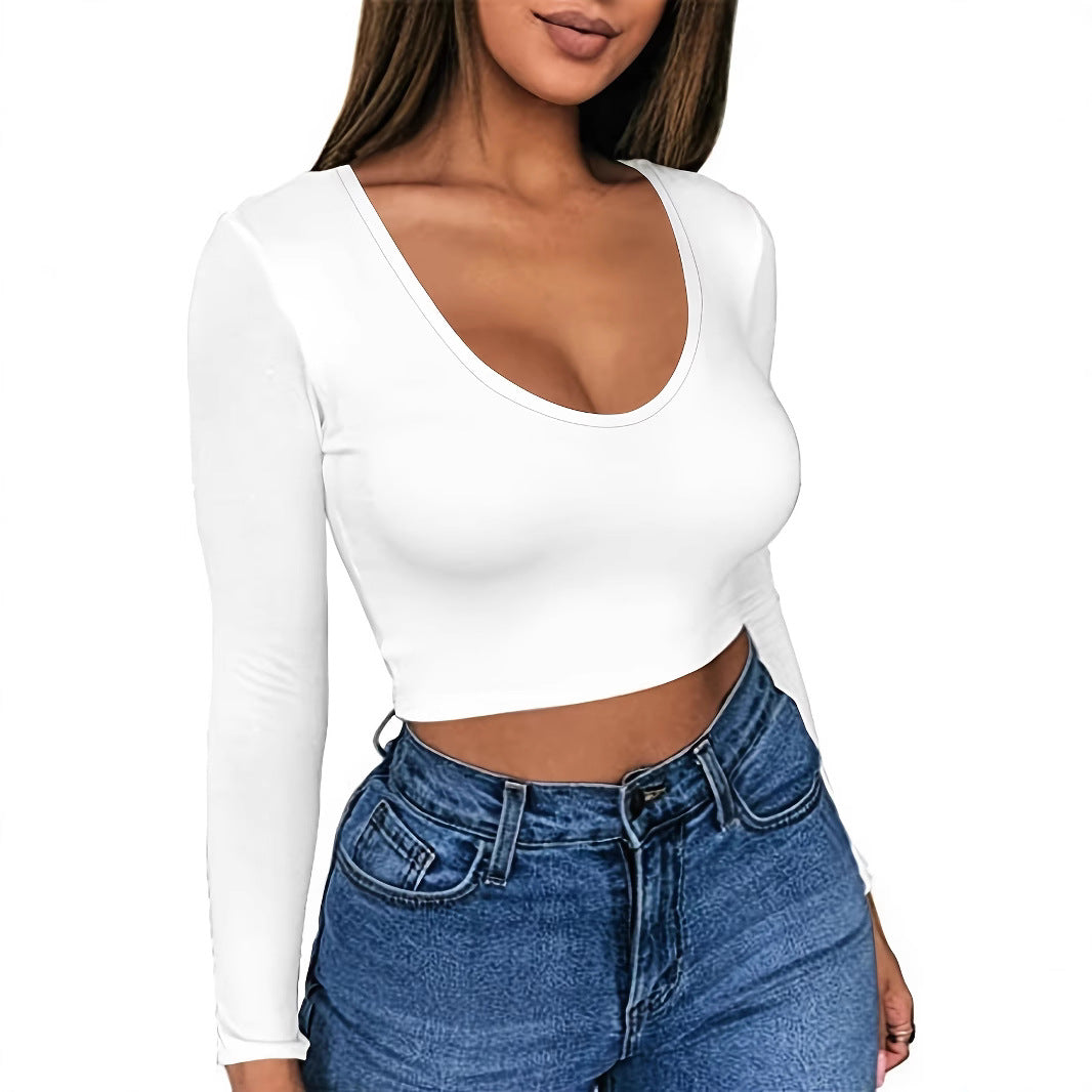 Damen Langarm Crop Top R&B