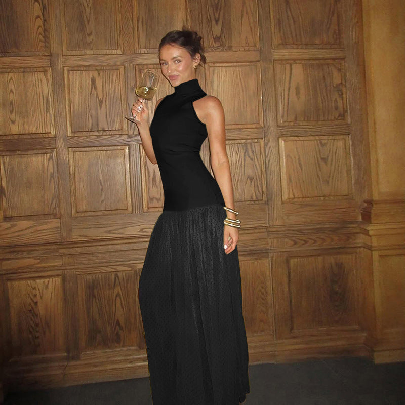Damen Maxikleid mit ärmellosem Oberteil und romantischem Rüschensaum R&B