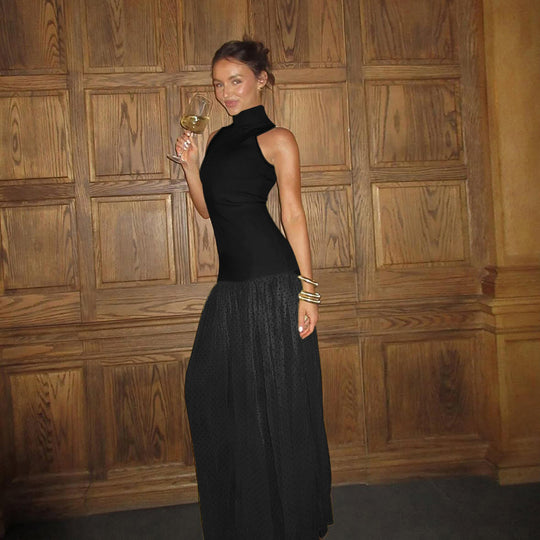 Damen Maxikleid mit ärmellosem Oberteil und romantischem Rüschensaum R&B