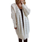 Damen Grobstrickjacke mit voluminösen Ärmeln und strukturiertem Design R&B