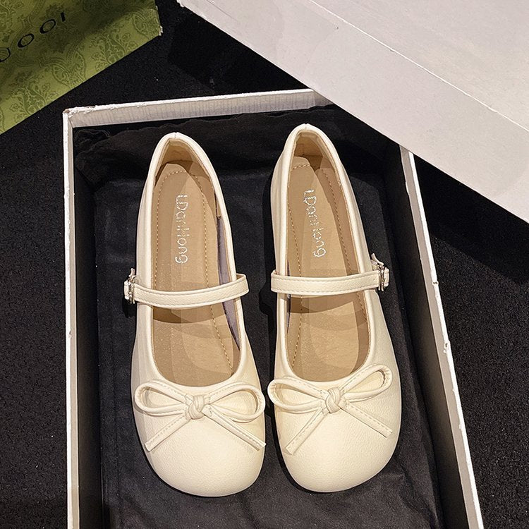 Damen Ballerinas mit zierlichem Schleifenakzent und verstellbarem Riemen