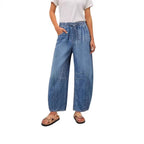 Damen Weite Denim-Hose mit elastischem Bund