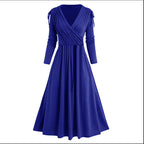 Damen Midikleid mit Wickeloptik und langen Ärmeln