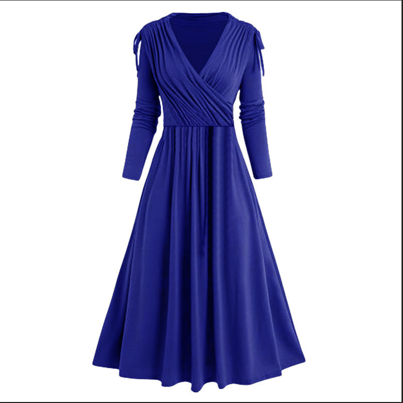 Damen Midikleid mit Wickeloptik und langen Ärmeln