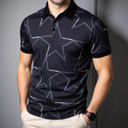 Herren Poloshirt mit modernem Sternen-Design und atmungsaktiven Materialien