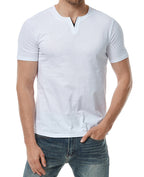 Herren Kurzarm-Henley-Shirt mit modernem Ausschnitt und bequemer Passform