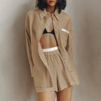 Damen Lässiges Ensemble aus cropped Shirt und Shorts R&B