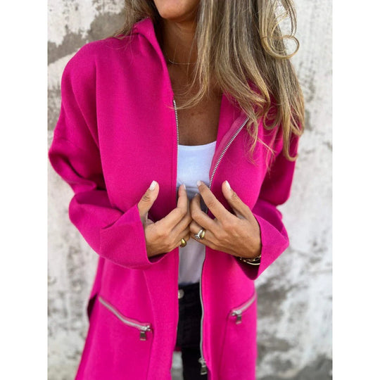 Damen eleganter Jacke mit Reißverschluss und Taschen R&B