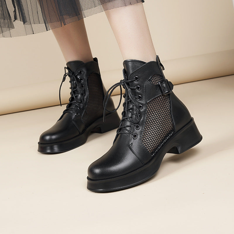 Damen Schnürstiefeletten mit Luftzirkulation und robustem Absatz R&B
