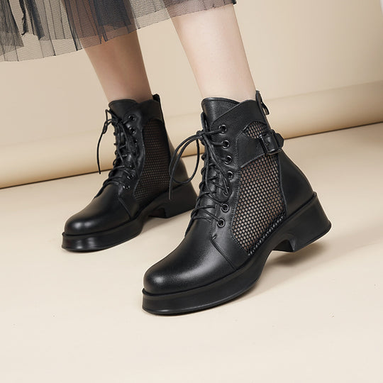 Damen Schnürstiefeletten mit Luftzirkulation und robustem Absatz R&B