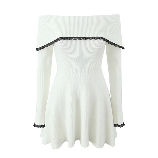 Damen Kleid mit abnehmbarem Spitzenkragen R&B