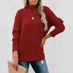 Damen Grobstrickpullover mit hohem Kragen und lässigem Schnitt R&B