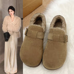 Damen Clogs mit weichem Kunstfellfutter und dekorativem Schnallenverschluss R&B