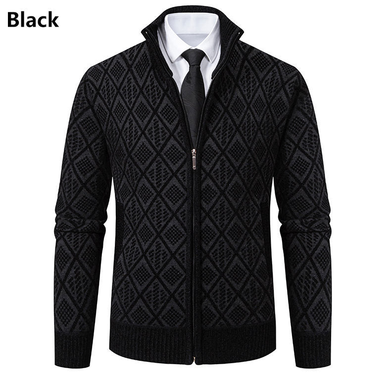 Herren modische Strickjacke mit grafischem Zipper-Design R&B
