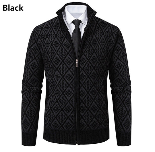 Herren modische Strickjacke mit grafischem Zipper-Design R&B