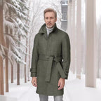 Herren klassischer Trenchcoat mit stilvollem Gürtel und doppelter Knopfreihe R&B