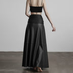 Damen eleganter Satin-Abendrock mit raffinierten Rüschen und Spitzenakzenten R&B