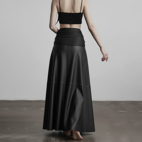 Damen eleganter Satin-Abendrock mit raffinierten Rüschen und Spitzenakzenten R&B