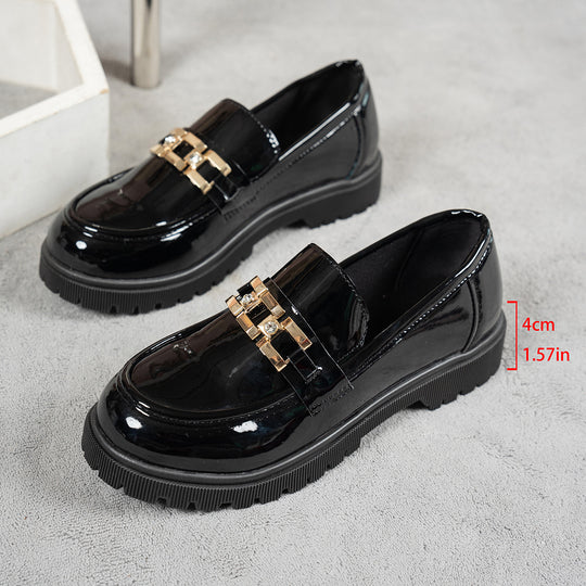 Damen Modische Loafers mit glänzender Oberflächenstruktur R&B