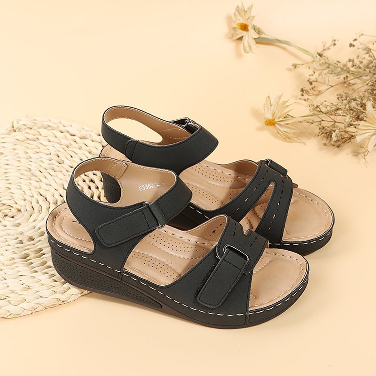 Damen Komfortable Keilsandalen mit verstellbaren Riemen und anatomischem Fußbett R&B