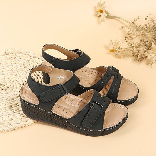 Damen Komfortable Keilsandalen mit verstellbaren Riemen und anatomischem Fußbett R&B