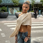 Damen Elegantes Poncho-Stola aus feinem Strickmaterial R&B