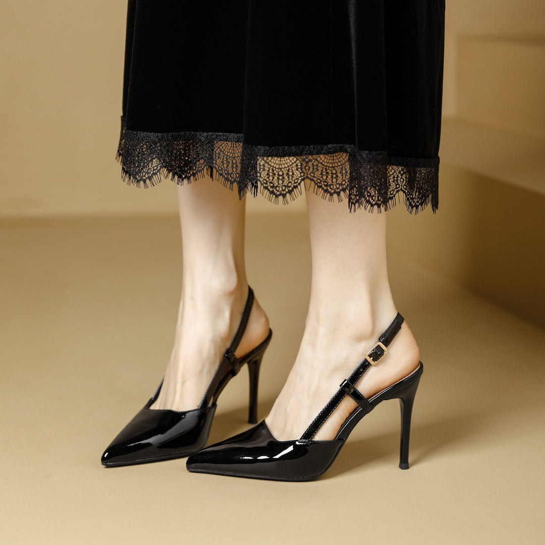 Damen Slingback-Pumps mit spitzem Design und elegantem Hochglanz R&B