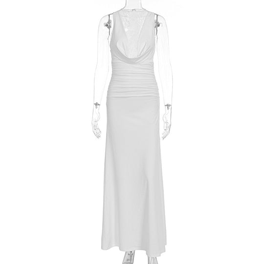 Damen Elegantes Maxikleid mit elegantem Neckholder-Design und raffinierter Spitzenlage R&B