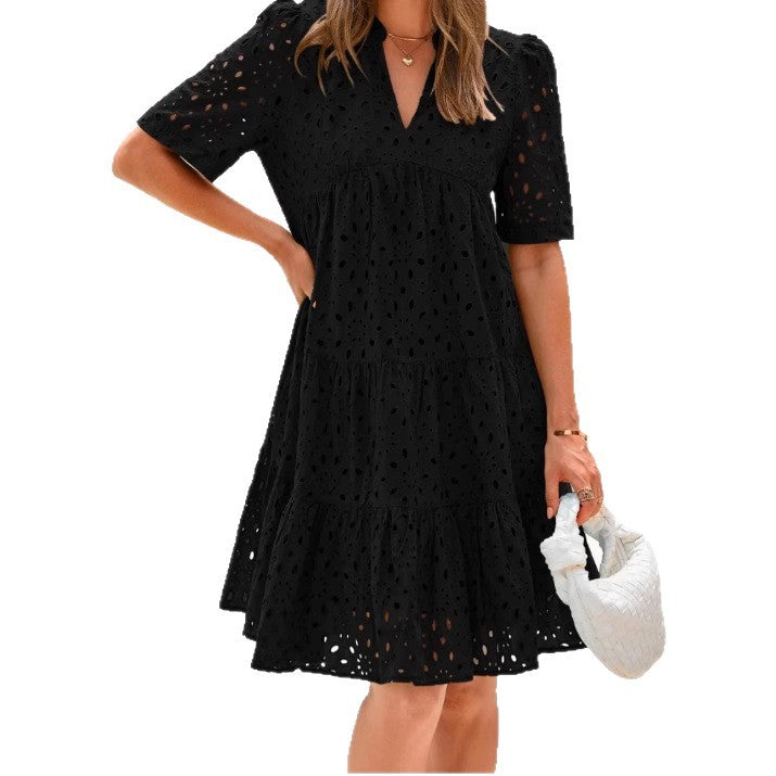 Damen Luftige Sommerkleid mit Spitzenstickerei R&B