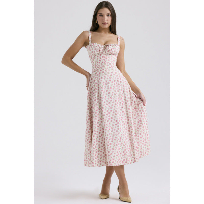 Damen Maxikleid mit floralem Design und elegantem Schlitz R&B
