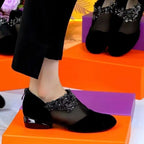 Damen Elegante Ballerinas mit floralem Design und durchscheinendem Einsatz