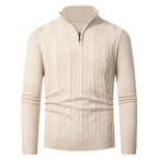 Herren Strickpullover mit stylischem Reißverschluss und Zopfmuster R&B