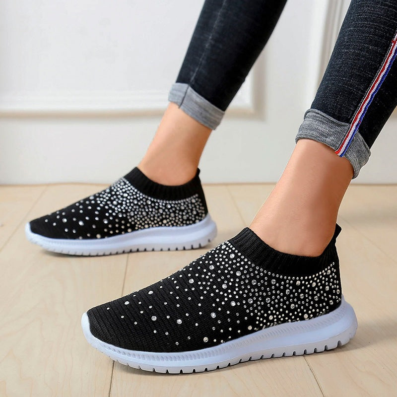 Damen sportive Slip-On Sneakers mit glitzernden Details R&B